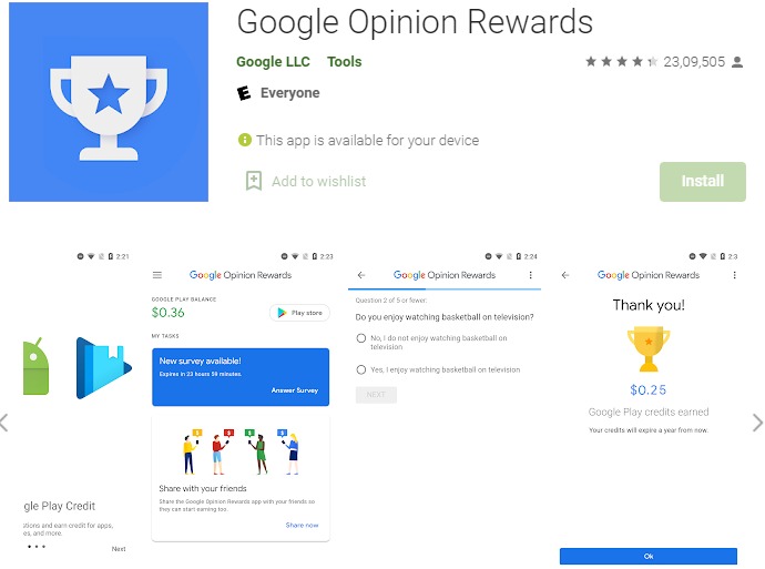 Google Opinion Rewards - भारत में पैसे कमाने वाले ऐप्स